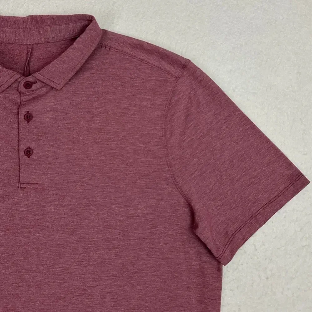 Lululemon Evolution Polo Mens Large Heathered Red Merlot Golf Performance